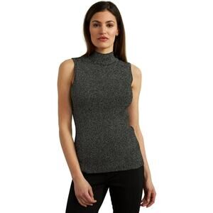 Joseph Ribkoff Sleeveless Knit Top Style 213932 - Black/Gold, Size Large NWT